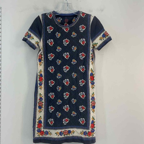 Tory Burch Blue Shift Dress - 2XS - Midi Length - Polyester - Jacquard