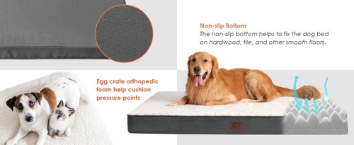 Orthopedic Dog Mattress Bed & Crate Mattress, Anti-Slip & Removable Cover - XL - Picture 5 of 13