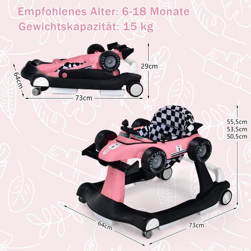 4 en 1 forme de voiture aide à l'apprentissage de la marche pliable bébé aide à l'apprentissage de la marche poussette d'apprentissage de la marche avec musique - Photo 48/66
