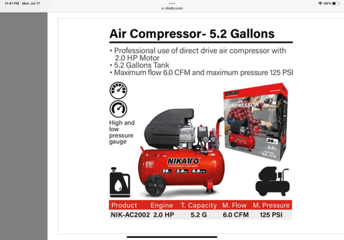 Luftkompressor 2,6, 5,2, 10 und 21 Gallonen, Nikatto USA Lagerbestand - Bild 15 von 28