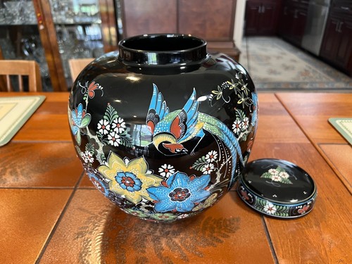 Delft Porceleyne Fles, Famille noir, Black Delft Handpainted Large Ginger Jar - Picture 2 of 10