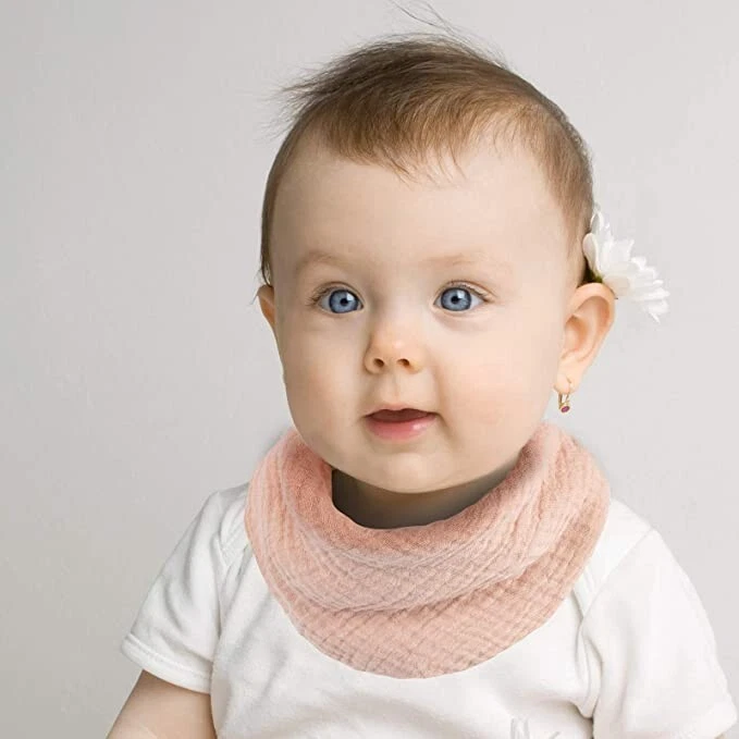 Muslin Bandana Bibs, Neutral Drool Bibs for Boy Girl, Unisex Baby Bibs Soft 8pcs - Image 3 of 4