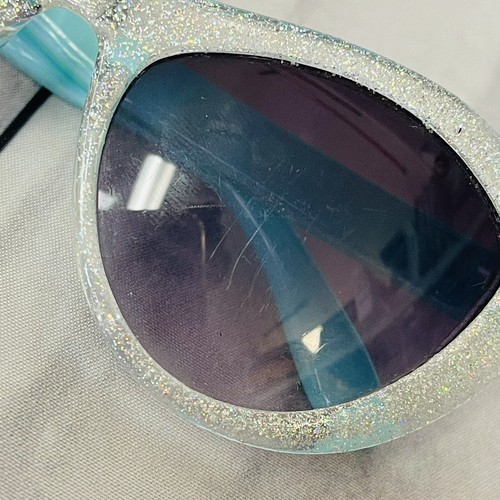 THE CHILDRENS PLACE Teal Blue Glitter Kids Sunglasses Shades 2-4 Rounded Cat Eye - Picture 9 of 10