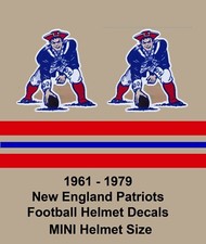 NOS 1961 - 1979 New England Patriots MINI Football Helmet Decal Set 20 mil 3M b