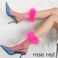 Damen Netz Fischnetz Socken Wadenhoch Länge Feder Rand Hohl Atmungsaktiv Sommer