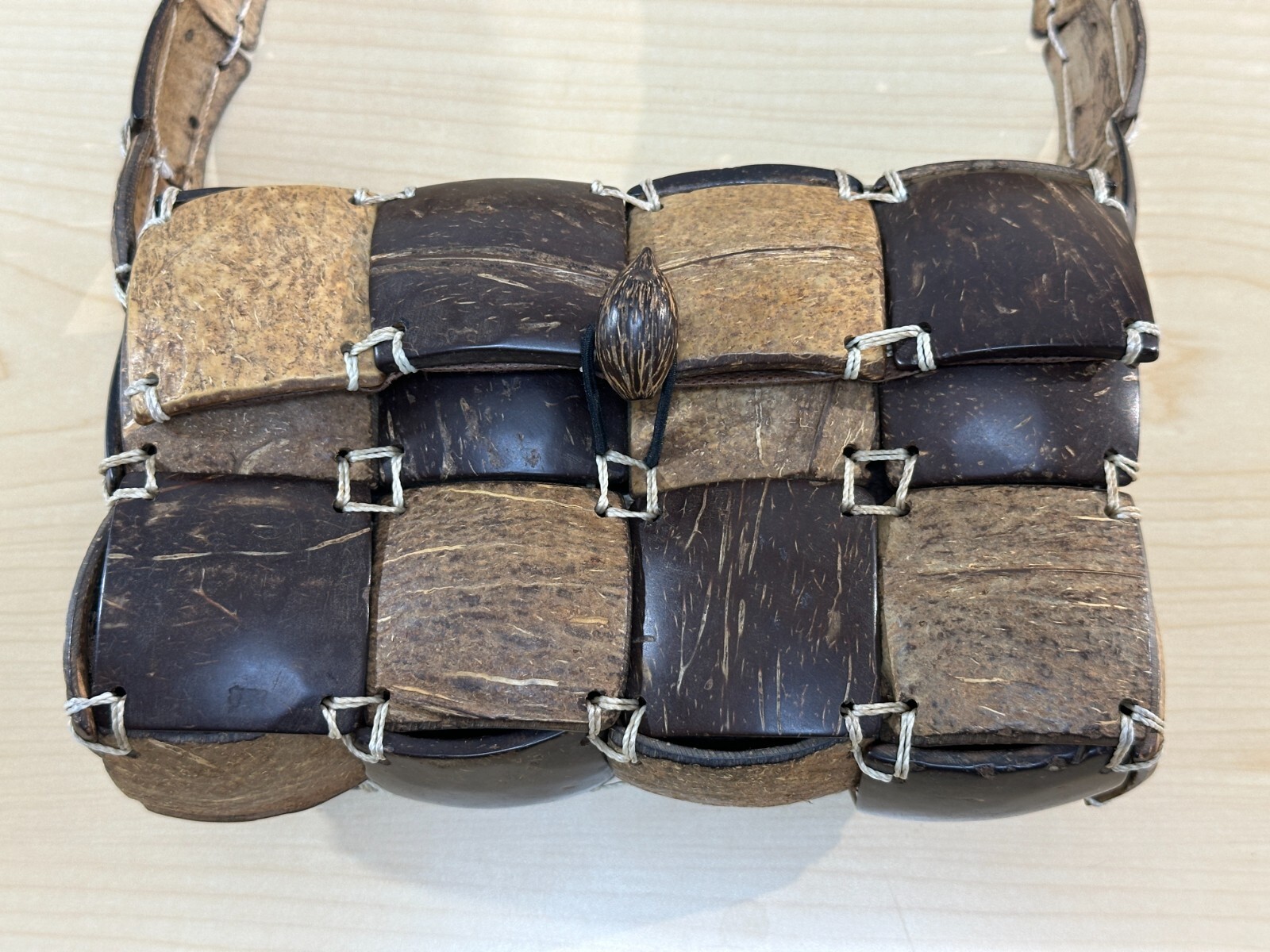 Unique Coconut Shell Patchwork style Mini Purse, … - image 2