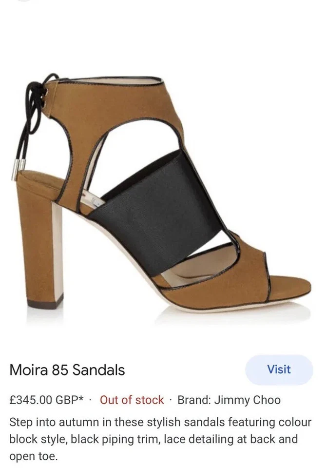 Jimmy Choo (Size 38, 8 US) Moira 85 Tan Suede Heels Laces Open-Toe Sandals Block - Image 3 of 4