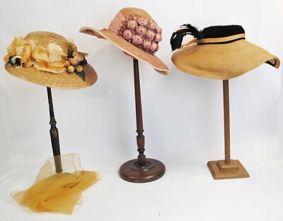 1950s Hats Vintage 20's Hats VINTAGE LADIES BRIMMED STRAW