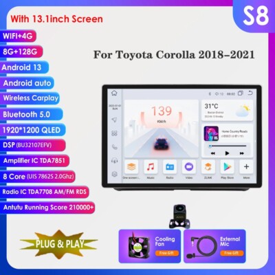 13.1'' Carplay Car Stereo Radio For Toyota Corolla 12 2018-2021 8+128GB GPS MP5