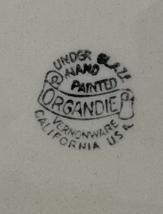 15 uds. Cerámica Vernon Ware ORGANDIE a cuadros EE. UU. Vernon Metlox California 1937-58 Foto 3 de 4