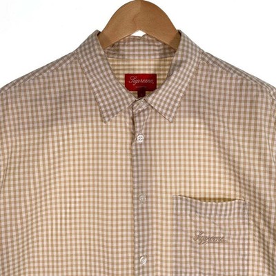 Supreme 21SS Gingham S Shirt Check Short Sleeve Beige Size L Used 