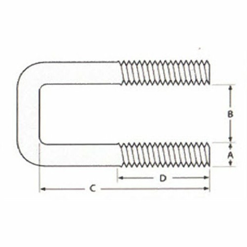 Vierkantschraube (C-Bolzen) M12 x 36 mm Gewinde, 45 x 200 mm Innenmaß - T316 - Bild 2 von 2