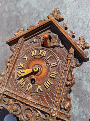 Mini orologio a cucù vintage Keebler rosso uccellino bobbing con chiave marrone decorazione carino - Foto 3 di 18