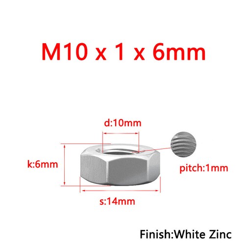 Hexagon Nut Fine Pitch Thread Thin Hex Nuts Metric M7 M8 M9 M10 M12 M14 M16 - Picture 18 of 26