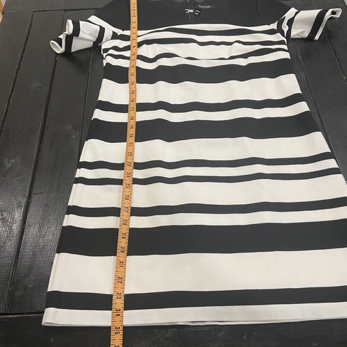 NWT WHITE HOUSE BLACK MARKET ecru & black stripe shift dress size 12 - Picture 6 of 7