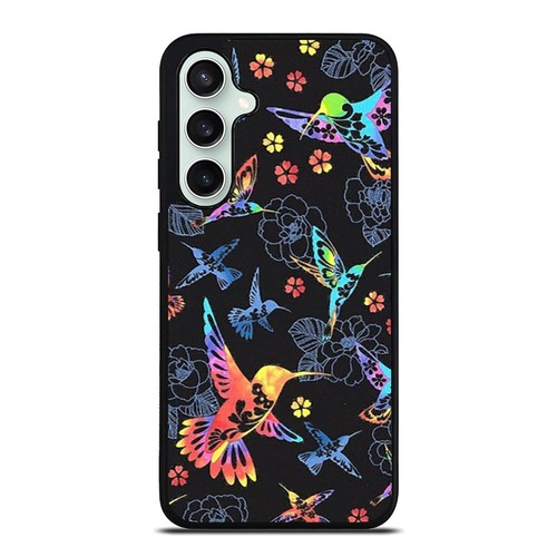 For Samsung A15 A16 S23 S24 S25 Ultra FE Hard Black Case Hummingbird Rainbow art - 第 3/25 張圖片