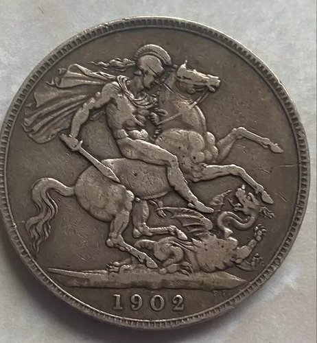1902 King Edward VII Crown C Solid Silver Antique Coin 0.925 Sterling Man Utd UK - Bild 4 von 12