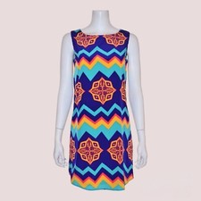 PEACH LOVE Boho Multicolor Geometric Print Sleeveless Dress Size 4 S NEW