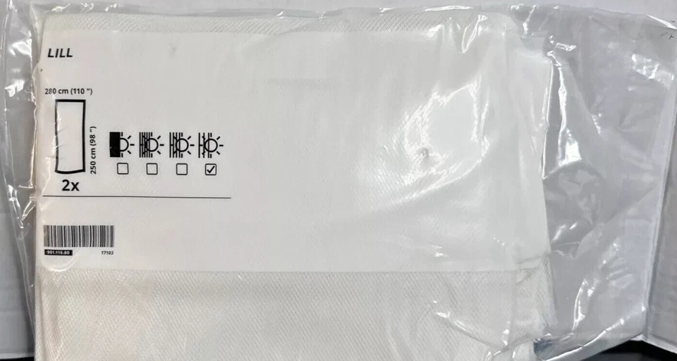 (2) Cortinas cortinas con panel de encaje de malla transparente blanco IKEA LILL. "CADA 110"" pulgadas x 98 pulgadas" Foto 4 de 4