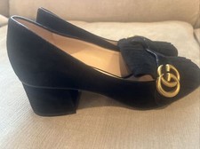 Gucci 408208 Leather Mid-Heel Pump - Size 37 (Black) for sale