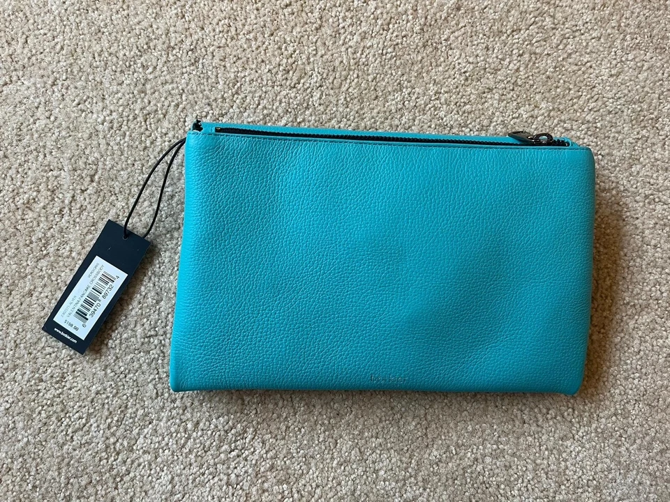 NUEVO CON ETIQUETAS BOTKIER VALENTINA BANDOLERA CUERO AZUL VERDIGRIS BOLSO DE MANO! Foto 4 de 4