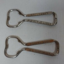 2 Vintage Metal Wire Bottle Opener Advertising Beer Peerless Lacrosse Heilemans 