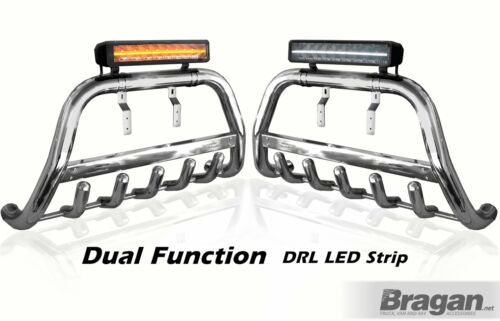 High Bull Bar + LED bar To Fit Mitsubishi L200 2015 - 2019 Detachable Name Plate