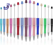 Beadable Pens Beadable Pens Bulk Colored Plastic Black Ink Beaded Pens 15 PCS