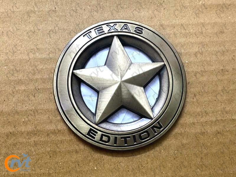 Muzzys -RED- LONE STAR SILVER EDITION Texas Emblem Decal Longhorn Badge Universal Stick On Fits Chevy Silverado Suburban Tahoe Gmc Sierra F150 Ranger F 150 Ram Titan Car Auto Truck Fender Tailgate 0 1