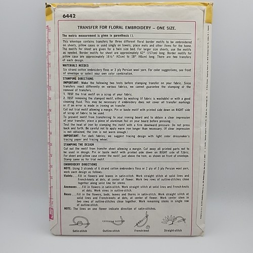 Vintage Simplicity 6442 Floral Embroidery Design Transfers Uncut Roses Flowers - Picture 5 of 5