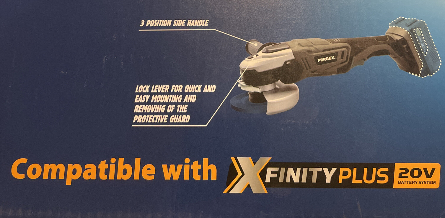 FERREX XFINITY ANGLE GRINDER SKIN 20V CORDLESS POWER TOOL NO Battery