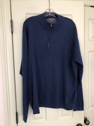 Peter Millar Salisbury Blue Plaited Quarter-Zip Men’s Classic Fit Golf size XXL