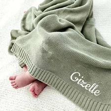 Personalised Baby blanket, soft Cotton Knitted Baby Blanket, Baby shower gift