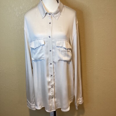 NWT Indah Emma Long Sleeve Button Up Shirt, Color Opal, Size M/LG, 100% Bamboo
