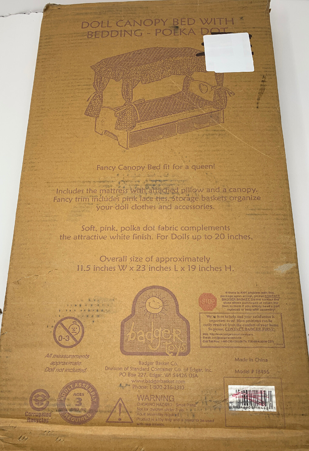 badger basket white rose doll crib