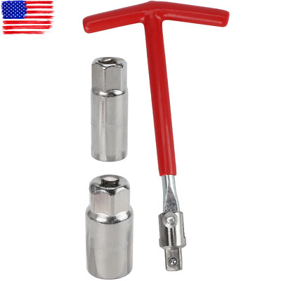 Spark Plug Wrench Set 3pc Flexible T-Handle Removal Tool 3/8'' 16 + 21mm Sockets