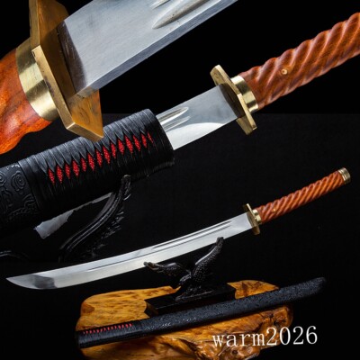 Chinese KUNGFU Saber Sharp High Manganese Steel Hunting Dagger Sword Wood Handle