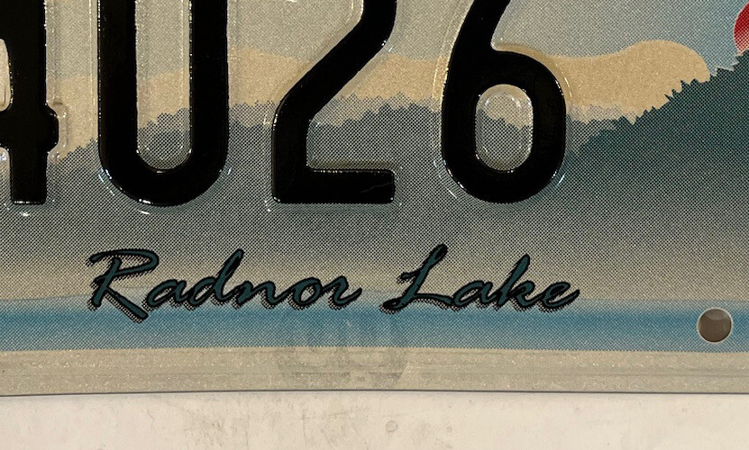RADNOR LAKE PARK license plate Nashville Waterfalls Trail Hiking