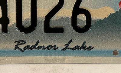 RADNOR LAKE PARK license plate Nashville Waterfalls Trail Hiking