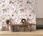 3D Pink Flowers Self-adhesive Removeable Wallpaper Wall Mural Sticker
