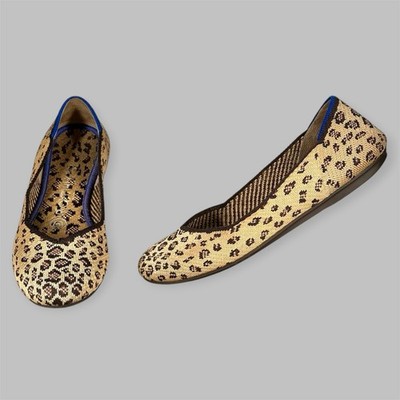 Rothy's Women's The Flat Size 5.5 Leopard Print Textile Slip On Ballet Shoes