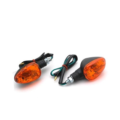 Clignotant moto universel pyramide orange et noir homologué CE à base courte