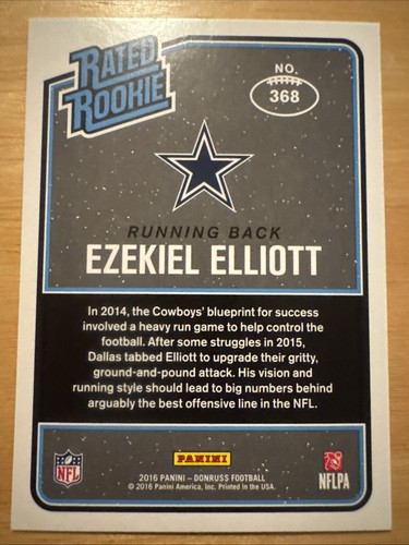 Ezekiel Elliot 2016 Donruss Rated Rookie Rookie Card # (6855) - Bild 2 von 2