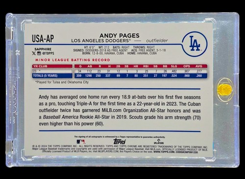 ANDY PAGES ROOKIE CHECKERBOARD REFRACTOR SILVER HOLO Chrome SP - DODGERS - Picture 4 of 6