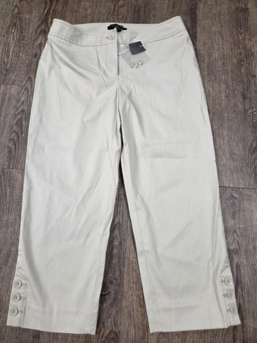 Talbots Pantalone Elasticizzato Ritagliato 4P Perfetto Skimmer Cachi Beige Nuovo con etichette