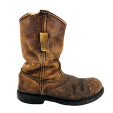 Mens 9.5 Red Wing 1190 Pecos Steel Toe Distressed Brown Leather Boots USA Cowboy