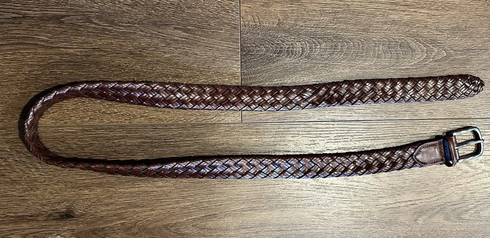 Cinturón de vestir para hombre TASSO ELBA cuero tejido trenzado marrón - talla 40 Foto 4 de 4