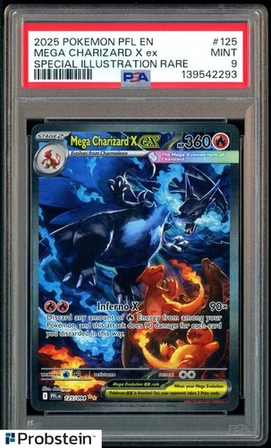 2025 Pokemon PFL EN Special Illustration Rare #125 Mega Charizard X ex PSA 9