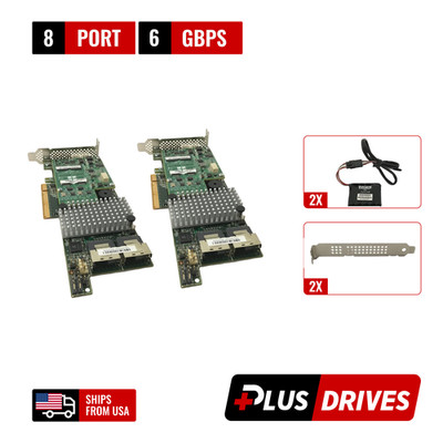 Lot of 2x LSI MegaRAID SAS 9266-8i 6Gb/s SATA SAS w/ Cachevault & Battery
