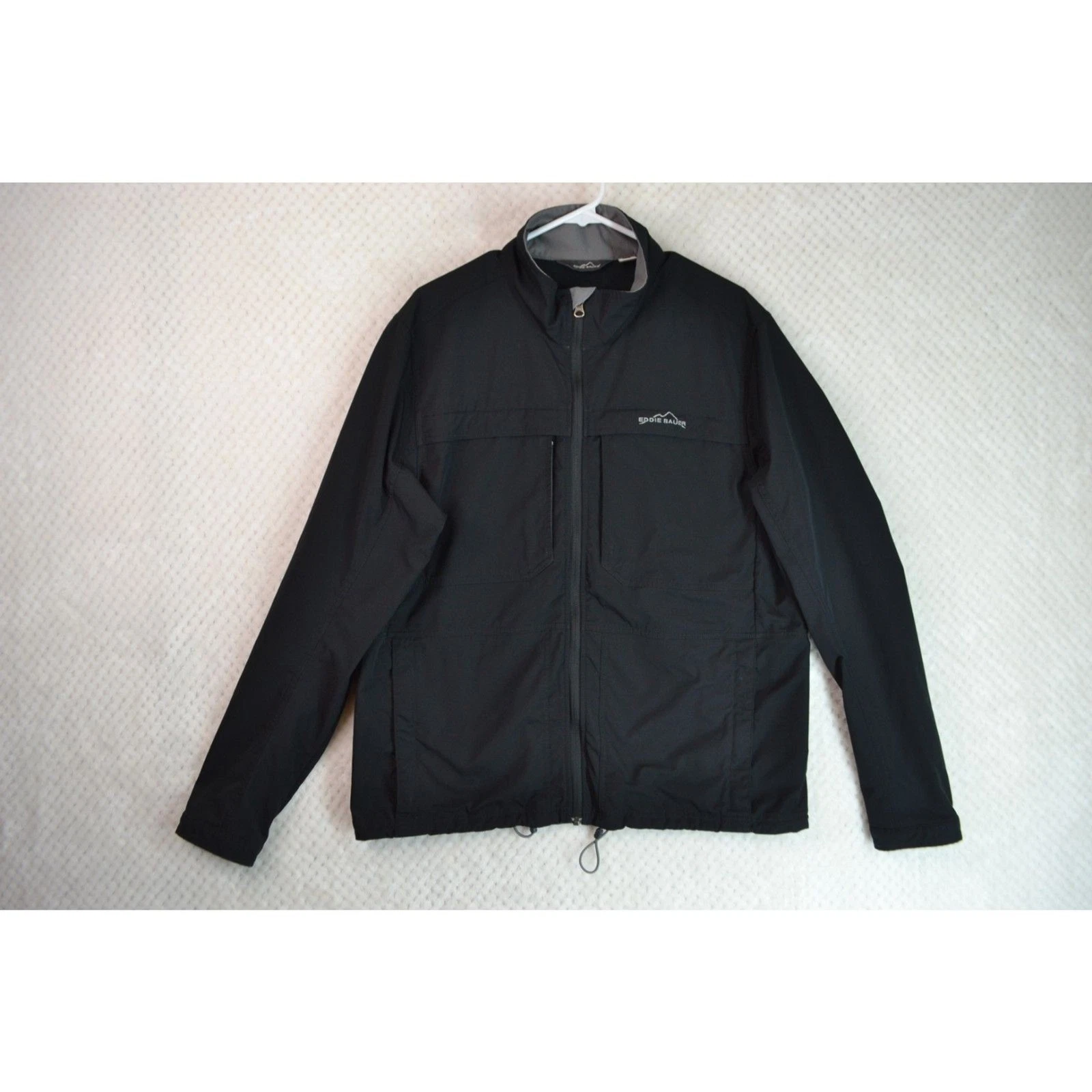 Eddie Bauer Black Softshell Men's Large Lightweight Full Zip Front Jacket